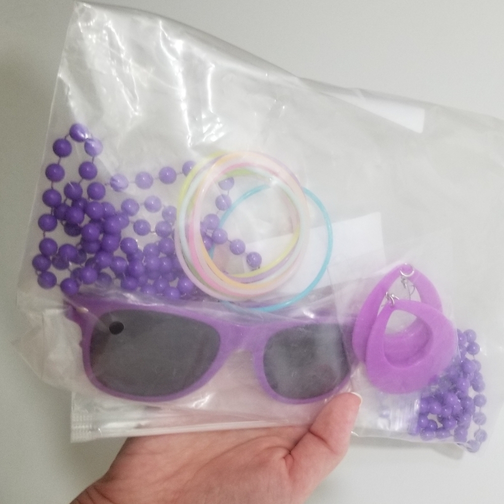 NWT 80s Halloween costume accessories, mostly purple - Picture 2 of 4